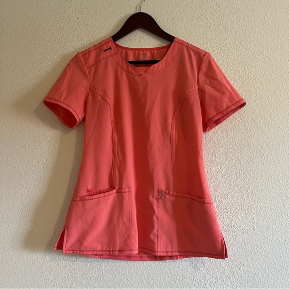 Cherokee Infinity Size Small Peach / Salmon Dri Fit Scrub Top - Picture 4 of 7